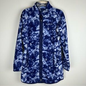 Columbia × Disney Frozen II Blue Tie-Dye Fleece Jacket Girls L (14/16) Cozy Warm